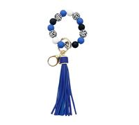 Asukohu Lindo coche llavero elegante cuentas de madera llavero pulsera pulsera con borlas de PU llavero llavero para mujeres