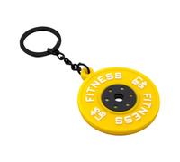 Asukohu Llavero con temática de entrenamiento resistente al desgarro, materiales de goma, 45 libras, llavero con detalles de placa de pesas para atletas, llavero con mancuernas, amarillo, Talla única