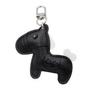 Asukohu Llavero de cuero de moda con bonito tema equino, tamaño compacto, adecuado para llaves de bolso o decoración interior del coche, llavero elegante, Negro, Talla única