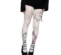 Asukohu Medias blancas de moda para mujer, medias japonesas estéticas caprichosas adorables estampadas, opacas, medias blancas para festivales de música, C5., Talla única