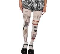 Asukohu Medias blancas de moda para mujer, medias japonesas estéticas caprichosas adorables estampadas, opacas, medias blancas para festivales de música, C4., Talla única