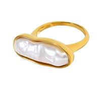 Asukohu Prácticos anillos de dedo elegantes tiras largas perlas, anillos de acero inoxidable, adecuados para mujeres, presentan perlas modernas, B, como se describe, como se describe