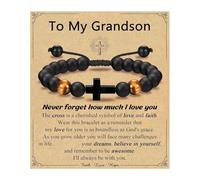 Asukohu Pulsera ajustable de perlas para niños, bautizo, confirmación de comunión, regalos con caja de regalo, podson, hijo, nieto, pulsera de cable hecha a mano, talla única, como se describe