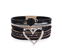 Asukohu Pulsera de corazón de amor de múltiples capas de estilo étnico Pulseras tejidas a mano a mano con encanto inconfundible brazaletes únicos hechos a mano
