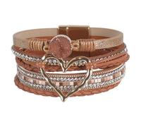 Asukohu Pulsera de corazón de amor de múltiples capas de estilo étnico Pulseras tejidas a mano a mano con encanto inconfundible brazaletes únicos hechos a mano