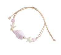Asukohu Pulsera hecha a mano con cuentas de cerámica y cordón tejido para la playa con autoridad de vacaciones de playa y pulsera de fiesta versátil, talla única, como se describe
