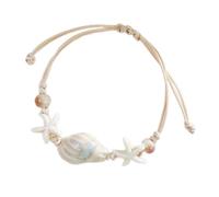 Asukohu Pulsera hecha a mano con cuentas de cerámica y cordón tejido para la playa con autoridad de vacaciones de playa y pulsera de fiesta versátil, talla única, como se describe