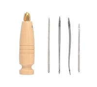 Asukohu Punzón 4 en 1 para manualidades de cuero, punzón de costura, mango de madera, punzón de costura y perforación de cuero