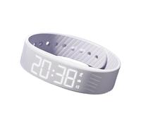Asukohu Reloj despertador silencioso con verificación científica de despertador, correa de silicona transpirable que evita el sueño excesivo sin perturbaciones. Pulsera de alarma, blanco
