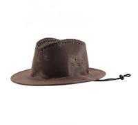 Asukohu Sombrero de vaquera resistente al desgaste para mujer y hombre, transpirable, sombrero de vaquero étnico, viajes, equitación, fotografía, sombrero occidental para con cuerda, café, Talla única