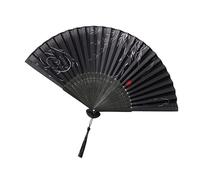 Asukohu Ventilador plegable de mano con borlas y marco de bambú tela de seda mano para viajes decoración de casa cultural china decoraciones decoraciones de seda de alta densidad decorativo