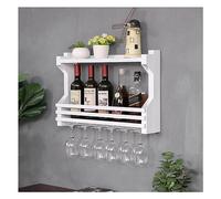 ASumPio Botellero De Pared De 2 Niveles, Botelleros con Soporte De Vidrio De Metal, Estante De Almacenamiento Multifuncional para Decoración del Hogar, Cocina, Sala De Estar,White-60x11x43cm
