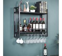 ASumPio Botelleros De Metal Modernos para Montar En La Pared, Botellero De Vino con Soporte para Copas, Botellero para Bar, Portabotellas De Hierro Multifuncional, Portabotellas con Estantes