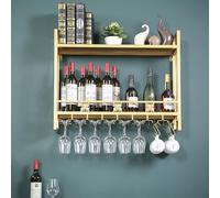 ASumPio Botelleros De Metal Modernos para Montar En La Pared, Botellero De Vino con Soporte para Copas, Botellero para Bar, Portabotellas De Hierro Multifuncional, Portabotellas con Estantes