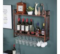 ASumPio Botelleros De Metal Modernos para Montar En La Pared, Botellero De Vino con Soporte para Copas, Botellero para Bar, Portabotellas De Hierro Multifuncional, Portabotellas con Estantes