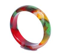 ASumPio Brazalete De Jade para Mujer, Pulsera De Jade Coloreada De Estilo Étnico De Jade De Ágata De Calcedonia Colorida, Pulsera para Mujer, con Embalaje En Caja De Joyería,60mm