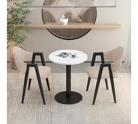 ASumPio Conjunto De Mesa De Club para Sala De Recepción De Oficina Moderna con Mesa De Comedor De 3 Piezas, 2 Sillas Tapizadas De PU, Mesa De Comedor Redonda Y Mesa Pequeña,Cloth - Style 2