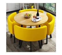 ASumPio Conjunto De Mesa De Recepción Redonda De Oficina Y Silla Club De 90 Cm, Mesa De Comedor De Cocina Sencilla con 4 Sillas, Mesa De Conferencias Combinada,Yellow-Yellow
