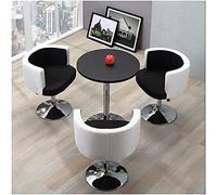 ASumPio Conjunto De Mesa Y Sillas De Oficina, Mesa De Conferencias, Conjunto De Mesa Y Sillas Redondas, 2 Mesas Modernas De Mármol, Mesa De Comedor para Cocina Pequeña, Sill,Black White-Black White