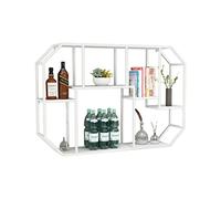 ASumPio Estante para Botellas De Vino Montado En La Pared, Estantes para Licores, Estante para Colgar En La Pared, Estante para Vinos Creativo para El Hogar, Bar, Comedor, Cocin,White-95x18x65cm