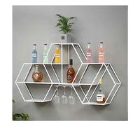 ASumPio Estante para Vino De Metal Montado En La Pared, Soporte para Copa De Vino Colgante, Una Combinación Creativa De Formas Hexagonales, Gabinete De Almacenamiento, Estante D,White-123x18x65cm