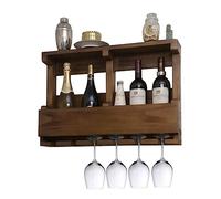 ASumPio Estante para Vino Montado En La Pared De Madera Maciza, Estante para Vino De Madera Maciza Retro, Estante para Copas De Vino, Estante De Almacenamiento Rústico para Exhi,Brown-a-120x13x42cm