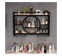 ASumPio Estante para Vinos Montado En La Pared con Soporte para Copas De Vino, Unidad De Barra, Estantes Flotantes, Estante De Exhibición para Almacenamiento De Vino, Estante Par,Black-120x15x80cm