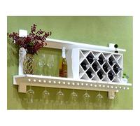 ASumPio Estante para Vinos Montado En La Pared, Gabinete para Vinos De Pared De Madera con Soporte para Vidrio, Estante De Almacenamiento para Comedor Simple Y Moderno, Servidor,White-100x20x60cm