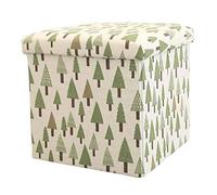 ASumPio Floding Taburete para Pies Otomanos, Taburete con Reposapiés En Forma De Cubo con Almacenamiento, Taburete Portátil De Lino Y Algodón, Reposapiés para Sala De Estar (Árbol Pequeño)