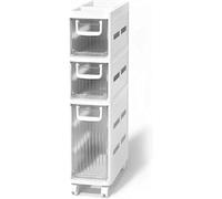 ASumPio Gabinete De Almacenamiento con Cajones Apilables Gabinete De Almacenamiento Unidad De Almacenamiento Vertical Gran Capacidad Estrecho Alto Delgado Torre Gabinet,White-3 Tier