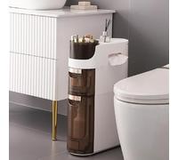 ASumPio Gabinete De Almacenamiento De Baño Delgado De 4 Niveles, Gabinete Estrecho con Cajones Transparentes Y Ruedas, Carrito De Almacenamiento Impermeable con Cajones,One Color-2 Tiers