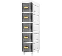 ASumPio Gabinete De Almacenamiento Esquinero Estrecho para Baño, Gabinete Delgado para Papel Higiénico con Cajones Transparentes Y Ruedas, Gabinete De Almacenamiento Co,Grey-5 Tier