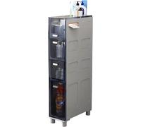 ASumPio Gabinete De Almacenamiento Estrecho De Plástico para Baño, Organizador con Ruedas, Multiusos para Sala De Estar, Dormitorio, Cocina Y Pasillo.,Blue Grey-4 Tier