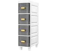 ASumPio Gabinete De Almacenamiento Estrecho, Gabinete De Baño Delgado, Unidad De Torre Vertical De 7 Pulgadas De Ancho con Cajones para Dormitorio Y Baño, Marco Blanco,One Color-4Tier