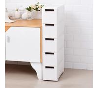 ASumPio Gabinete De Almacenamiento para Baño, Gabinete De Piso Delgado con Cajón, Estante De Almacenamiento Lateral para Inodoro, Organizador De Almacenamiento De Baño,White-5 Tier