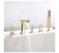 ASumPio Grifo mezclador de ducha moderno con orificio extensible para ducha de mano fría y caliente, montaje en techo, latón para ducha, bañera (oro cepillado)