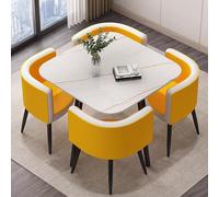 ASumPio Juego De Comedor Rockboard De 80 Cm/31,4 Pulgadas para 4 Personas, Mesa De Recepción Y Sillas De Oficina, Mesa De Negociación,Yellow-One Size