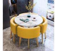 ASumPio Juego De Mesa De Comedor Pequeña para 4 Personas, Mesa Y Sillas De Cocina, Mesa Redonda para Sala De Estar Y Recepción.,Yellow-One Size