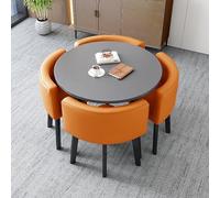 ASumPio Juego De Mesa De Comedor Redonda Moderna para 4 con Sillas, Mesa De Centro Multifuncional Y Combinación De Sillas para Balcón, Sala De Estar Y Cocina, Elegante Jueg