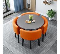 ASumPio Juego De Mesa De Comedor Redonda Moderna para 4 Personas con Sillas Tapizadas. Mesa De Centro Compacta para Cocina, Sala De Estar Y Sala De Recepción, Gris, 90 Cm/3,Orange-70cm/27.5in