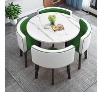 ASumPio Juego De Mesa Y Sillas De Barra De Desayuno De Estilo Moderno Que Ahorra Espacio para Cocina con Respaldo Suave, Mesa Redonda De Comedor Verde Y Blanca para Café, C,Green and White