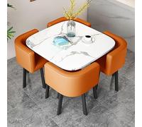 ASumPio Juego De Mesa Y Sillas De Comedor Modernas para 4 Personas con Elegante Mesa De Recepción De Oficina, Redonda O Cuadrada, Ideal para Salas De Conferencias Y Cocinas,Square Orange-80cm/31.5in