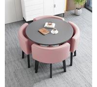 ASumPio Juego De Mesa Y Sillas De Recepción De Oficina, Mesa De Conferencias Redonda con 4 Sillas, Mesas De Conferencias De Oficina Que Ahorran Espacio, Sala,One Color Pink-One Color