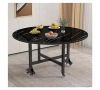 ASumPio Mesa De Comedor Plegable, Mesa De Comedor Móvil con 6 Ruedas, Cocina Que Ahorra Espacio, Mesa De Comedor con Estantes, Mesa De Cocina Plegable De Madera Maciza para,Black-100x75cm