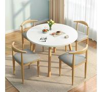 ASumPio Mesa De Comedor Redonda De 5 Piezas para 4 Personas con 4 Sillas, Juego De Mesa Y Sillas De Cocina para Espacios Pequeños, Fácil De Montar.,White-One Size