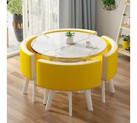 ASumPio Mesa De Comedor Redonda Y Juego De 4 Sillas, Juego De Mesa De Comedor Redonda De 80 Cm Y 4 Sillas De Piel Sintética, Muebles De Oficina Que Ahorran Espacio, Mesas D,C One Size-C