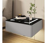 ASumPio Mesita De Noche Moderna con Luces Led De Pared, Estación De Carga Inalámbrica, Cajón De Almacenamiento Y Mesita De Noche Flotante para Dormitorio O Sala De Estar.