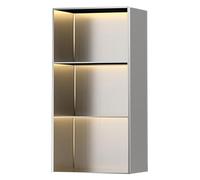 ASumPio Nicho De Ducha De Acero Inoxidable, Mueble Empotrado Impermeable De Una Pieza con Luces, Estante De Almacenamiento para Baño, Champú Y Artículos De To,Grey-28x90x12.5cm