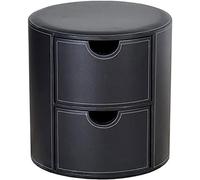 ASumPio Reposapiés Reposapiés Caja De Almacenamiento Puf De Cuero Redondo Caja De Juguetes con Cajones,Black-39x45cm