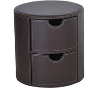 ASumPio Reposapiés Reposapiés Caja De Almacenamiento Puf De Cuero Redondo Caja De Juguetes con Cajones,Brown-39x45cm